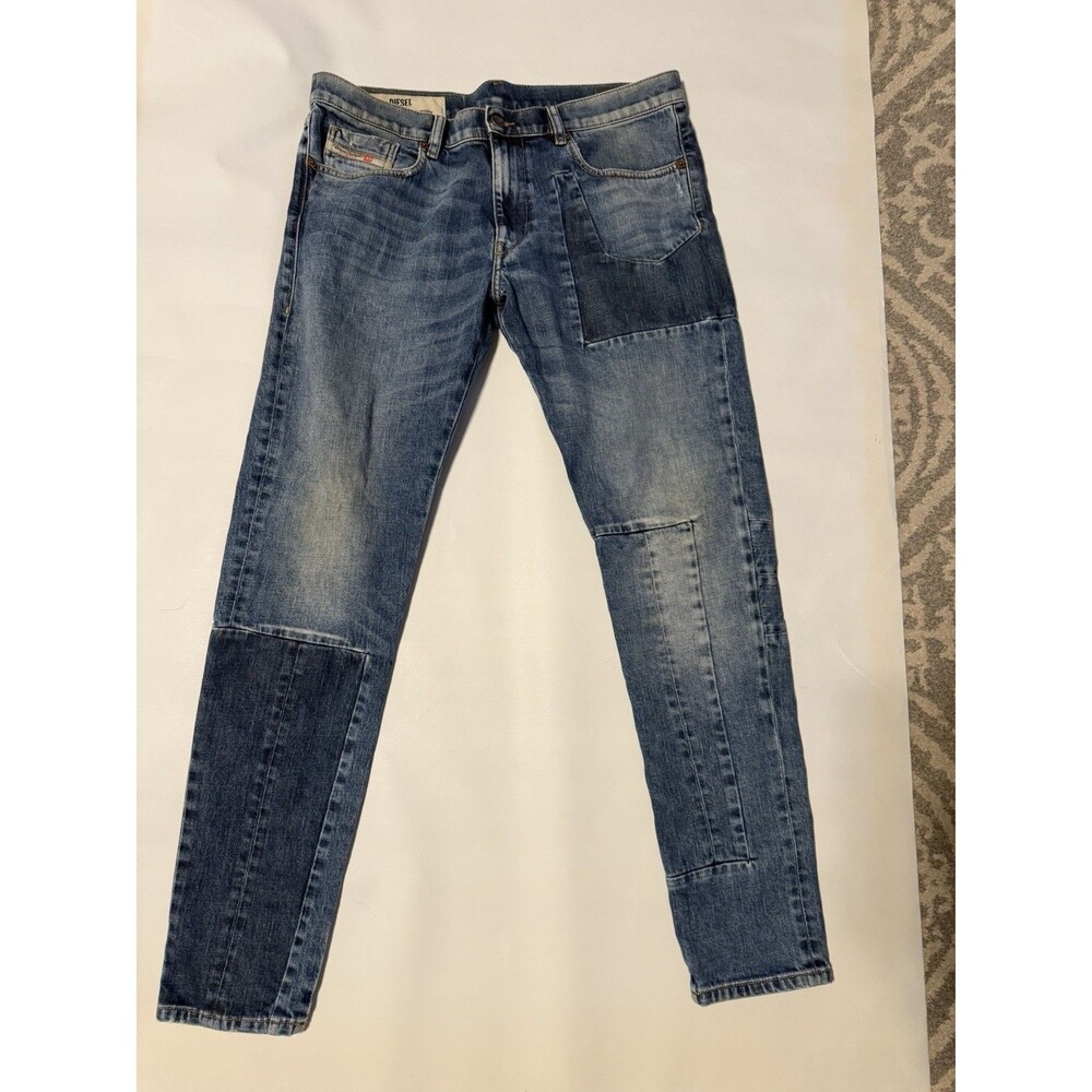 Diesel Jeans Mens 36x34 D-Strukt Slim Patchwork 009NI Denim Blue.